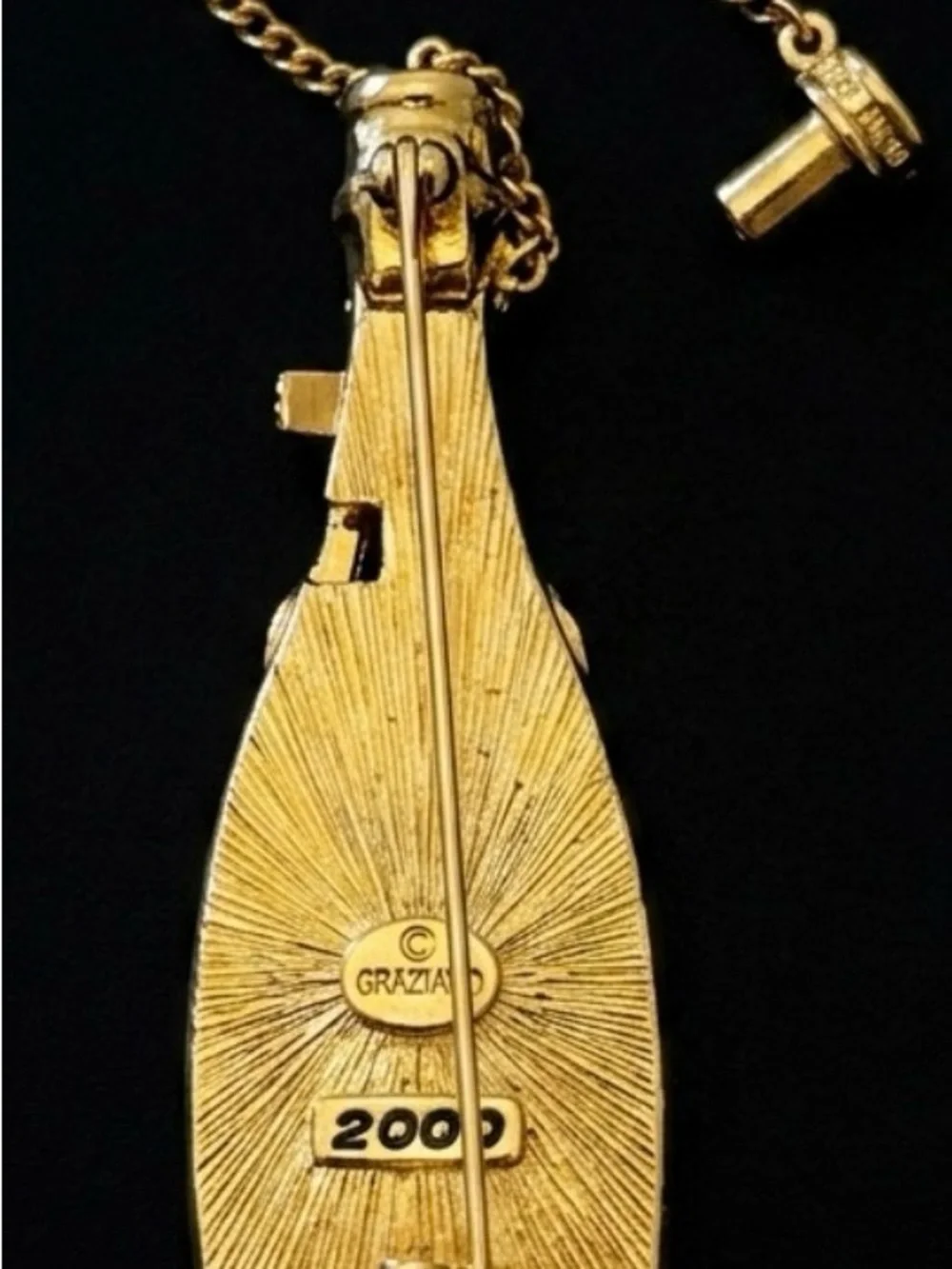 #279 Vintage RJ Graziano “Grand Night” Champagne Bottle Brooch